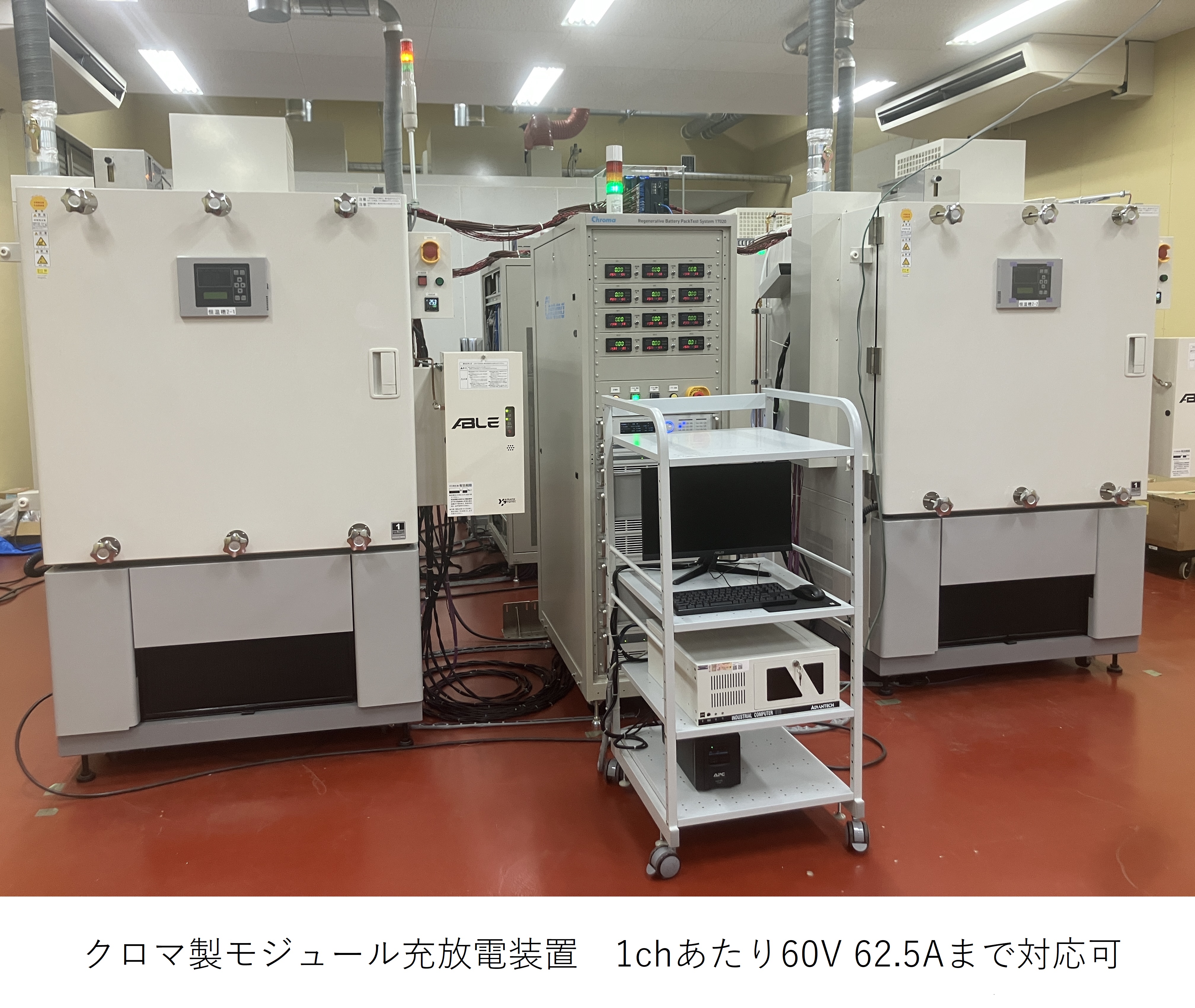 クロマ製モジュール充放電装置　1chあたり60V 62.5Aまで対応可